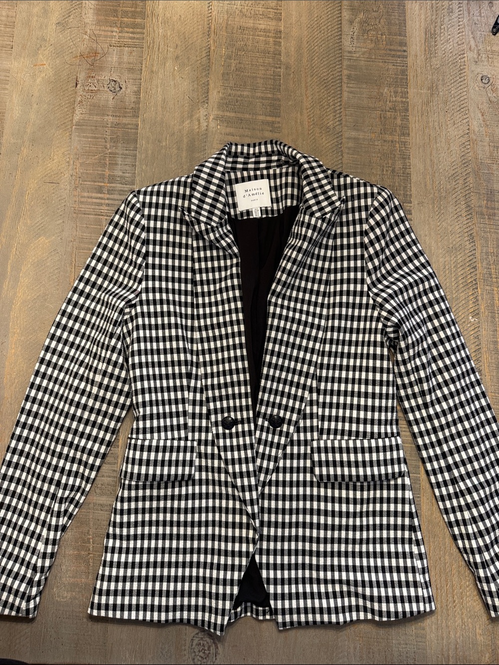 Maison d’Amélie Black & White Gingham Tailored Blazer